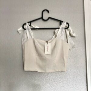 RIHOAS Cream Crop Top With Bow Straps